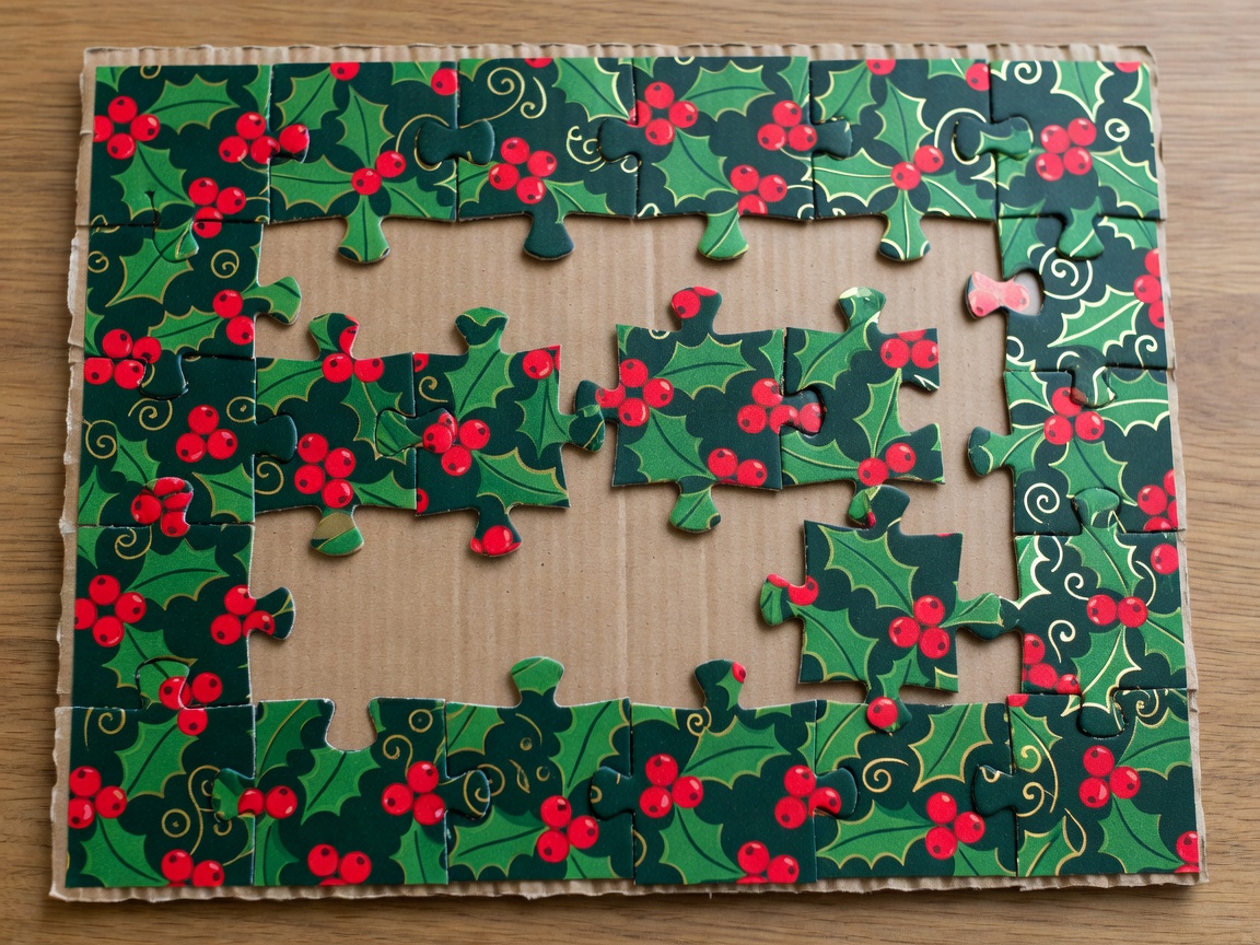 A sheet of wrapping paper glued to cardboard and cut into jagged shapes